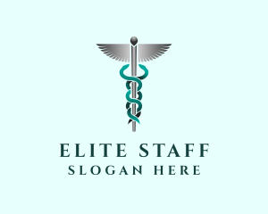 Caduceus Staff Hospital logo design