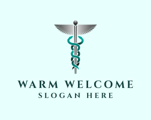 Caduceus Staff Hospital logo design