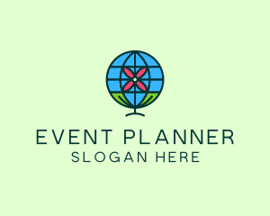 Planet - Globe Flower Gardening logo design