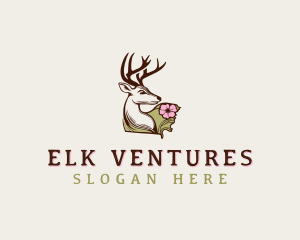 Floral Deer Antler logo design