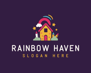 Crayon Rainbow Daycare logo design