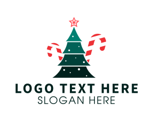 Christmas Tree - Candy Cane Tree logo design
