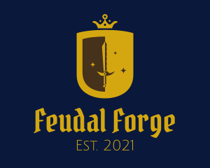 Feudal - Golden Medieval Royal Shield logo design