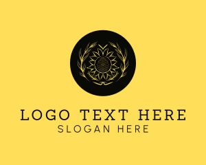 Sunflower Floral Wreath Logo