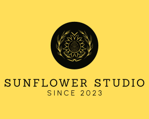 Sunflower - Sunflower Floral Wreath logo design