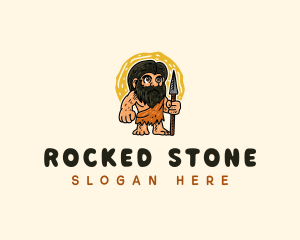 Stone Age Caveman Spear logo design