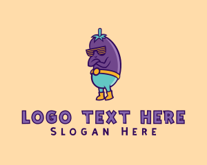 Mascot - Cool Eggplant Shades logo design