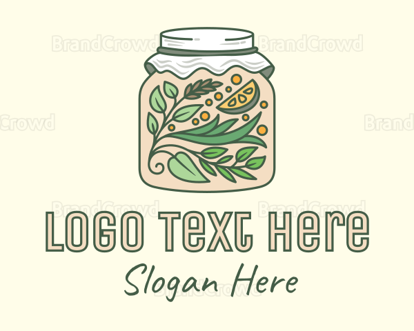 Organic Lemon Container Jar Logo