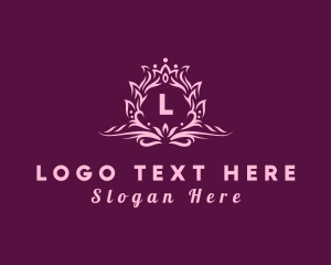 Lettermark - Botanical Crown Crest logo design