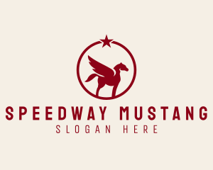 Mustang - Star Mythical Pegasus logo design