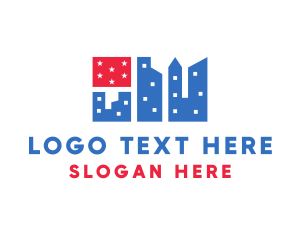Downtown - American Flag City logo design