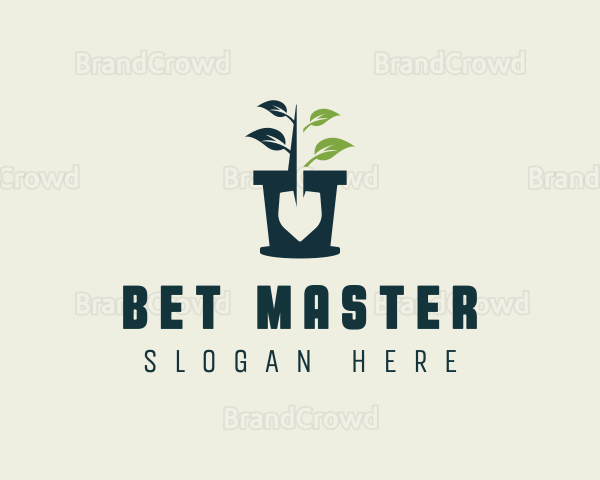 Potted Plant Shovel Gardening Logo