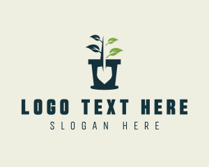 Landscaping - Potted Plant Shovel Gardening logo design