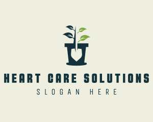 Potted Plant Shovel Gardening logo design