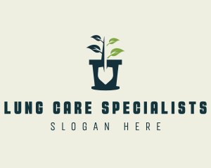 Potted Plant Shovel Gardening logo design