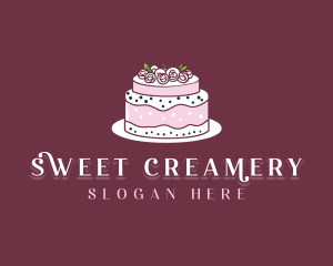 Floral Wedding Cake logo design