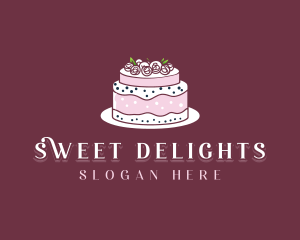 Floral Wedding Cake logo design