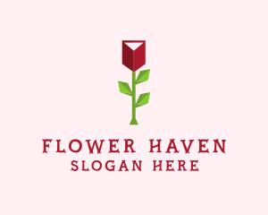 Red Rose Flower logo design