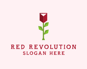 Red Rose Flower logo design