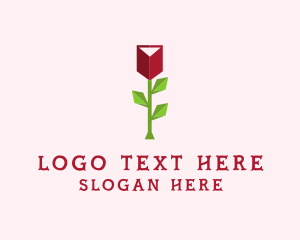 Geometric - Red Rose Flower logo design