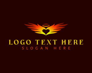 Spiritual - Angel Wings Heart logo design