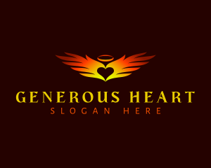 Angel Wings Heart logo design