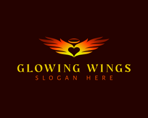 Angel Wings Heart logo design