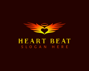 Angel Wings Heart logo design