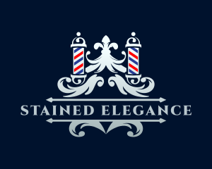 Elegant Barber Pole Ornament logo design