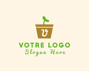 Leaf - Sapling Seed Pot logo design