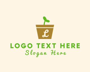 Leaf - Sapling Seed Pot logo design