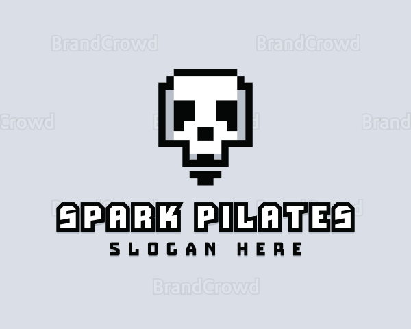 Arcade Skull Pixelated Logo