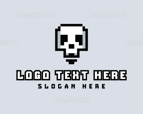 Arcade Skull Pixelated Logo