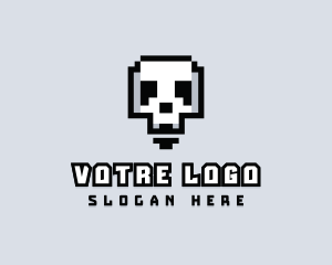 Arcade Skull Pixelated Logo