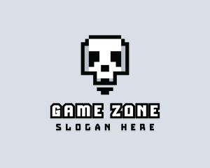 Arcade Skull Pixelated logo design