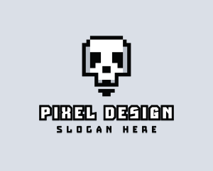 Arcade Skull Pixelated logo design