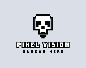 Arcade Skull Pixelated logo design