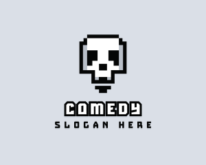Video Game - Arcade Skull Pixelated logo design