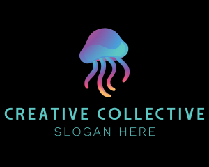 Gradient Abstract Jellyfish logo design