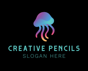 Gradient Abstract Jellyfish logo design