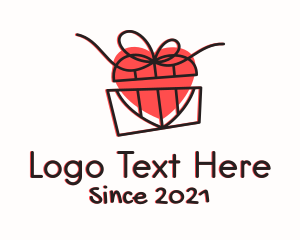 Present - Romantic Heart Box logo design