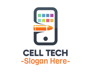 Cell - Bullet Mobile Apps logo design