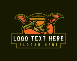 Dragon - Pterodactyl Dinosaur Gaming logo design