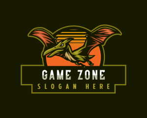 Pterodactyl Dinosaur Gaming logo design