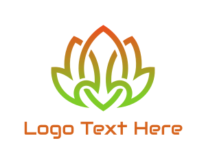 Floral - Flaming Green Lotus logo design