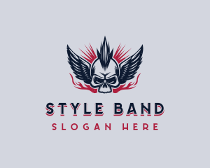 Skull Mohawk Rock Band  logo design