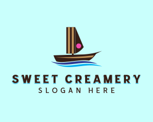 Cake Sailing Boat logo design