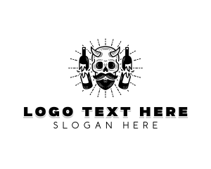 Horned Skull Mustache Logo