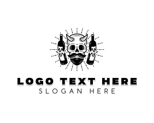 Tattoo - Horned Skull Mustache logo design