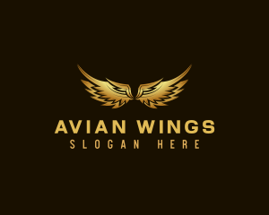 Avian - Golden Avian Wings logo design